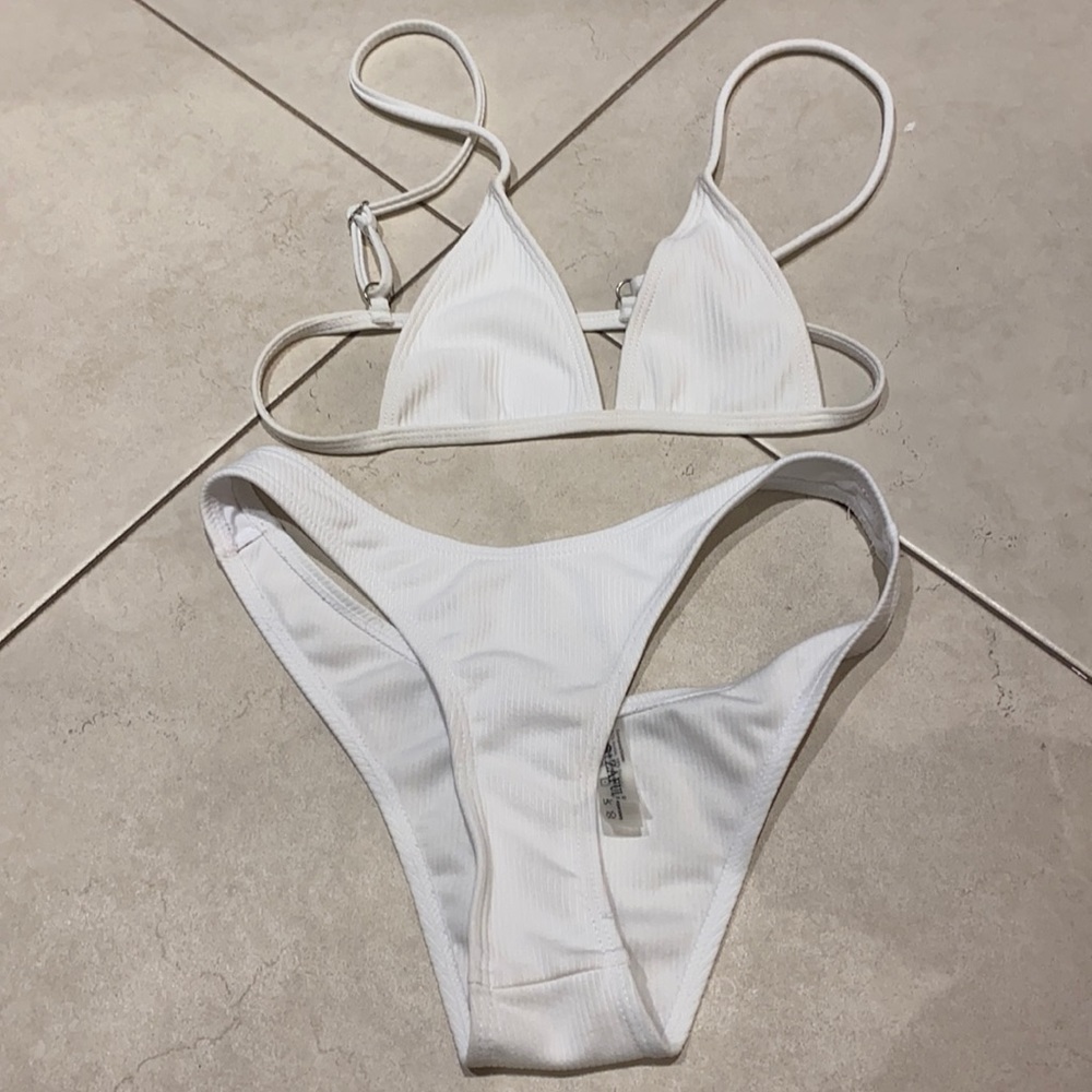ZAFUL White Bikini Ribbed Set